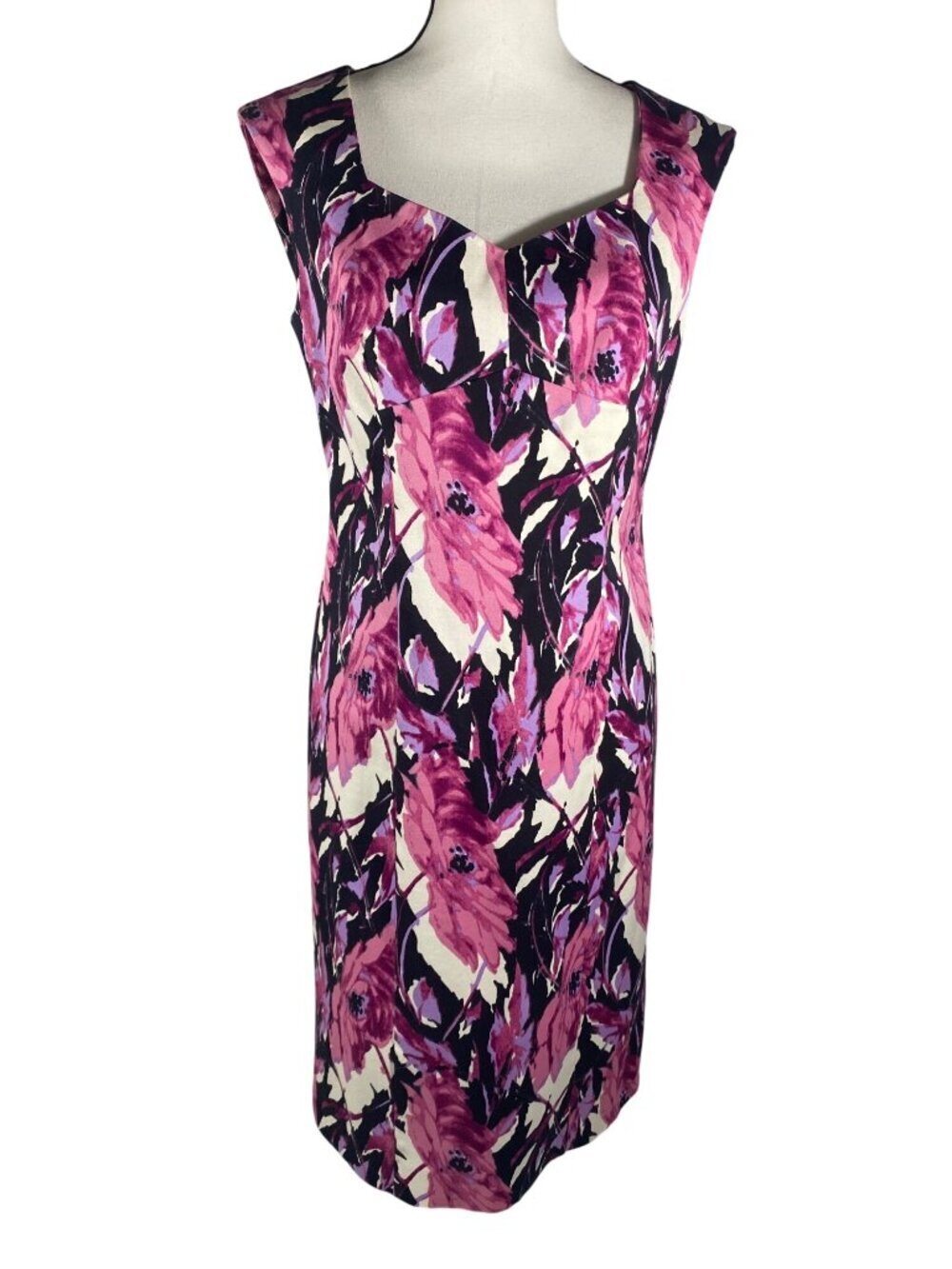 Talbots Floral Sleeveless Sheath Dress Size 8 V-Neck Fully Lined career business